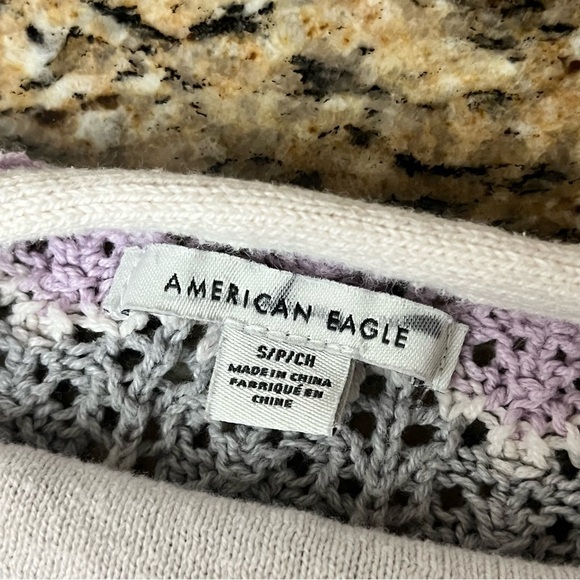 American Eagle Crochet Knit Pastel Striped Halter Top S Boho Crop Top Beach - Picture 9 of 10